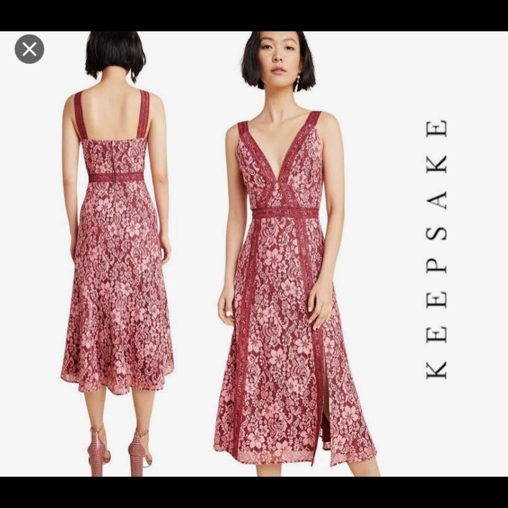 Keepsake from Anthropologie Maroon Lace Dress (NWT)